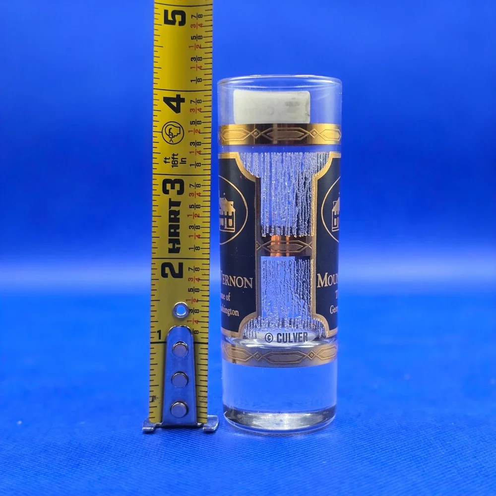 Culver Mount Vernon Shot Glass 22k Gold George Washington Home Tall Shooter